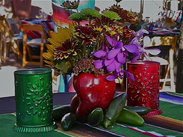 Mexican Fiesta Theme, Cocktail Table Details, Enchantment Resort, Sedona AZ.